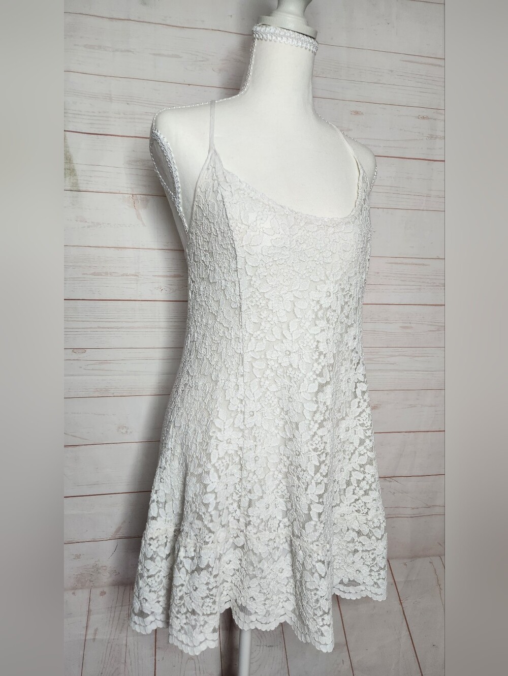 Abercrombie & Fitch White Lace Cami Mini Dress | Large